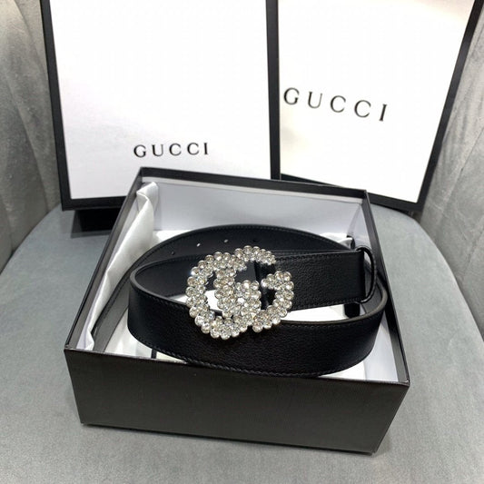 HypedEffects Black Crystallized Gucci Belt