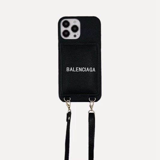 HypedEffects Black Leather iPhone Cover With Back Pocket