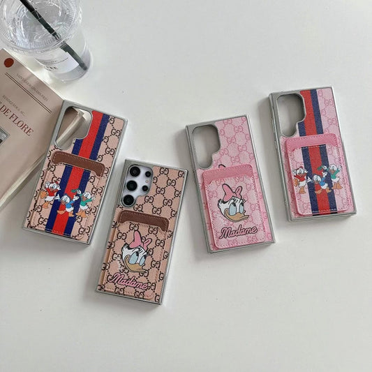 HypedEffects Cartoon-Themed Designer Phone Case with Card Holder for Samsung S23 and S24