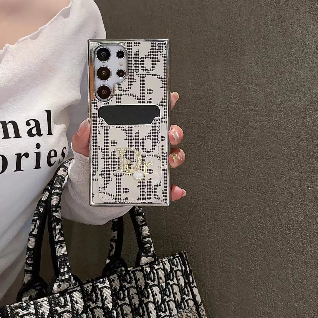 HypedEffects Christian Dior Designer Phone Case with Card Holder for Samsung S23 and S24