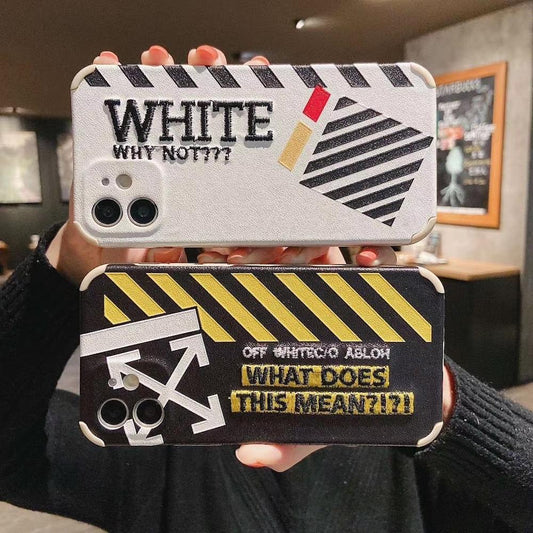 HypedEffects Off White Leather Fabric iPhone Case