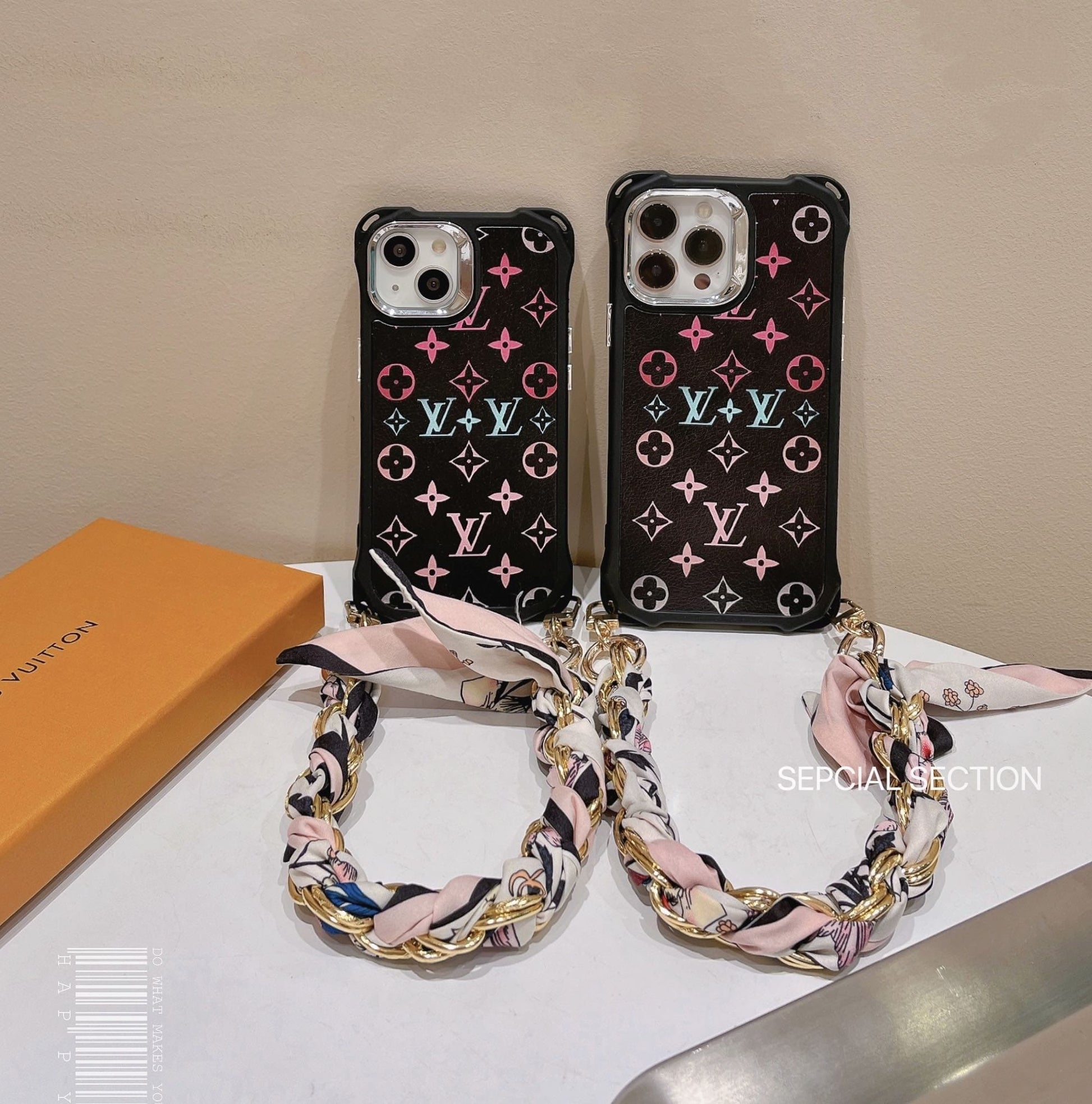 HypedEffects Stylish TPU Louis Vuitton iPhone Case with Elegant Handle