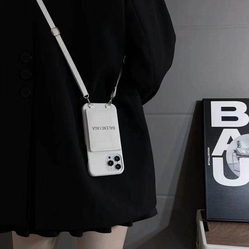 HypedEffects White Leather iPhone Cover with Back Pocket