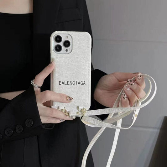 HypedEffects White Leather iPhone Cover with Back Pocket