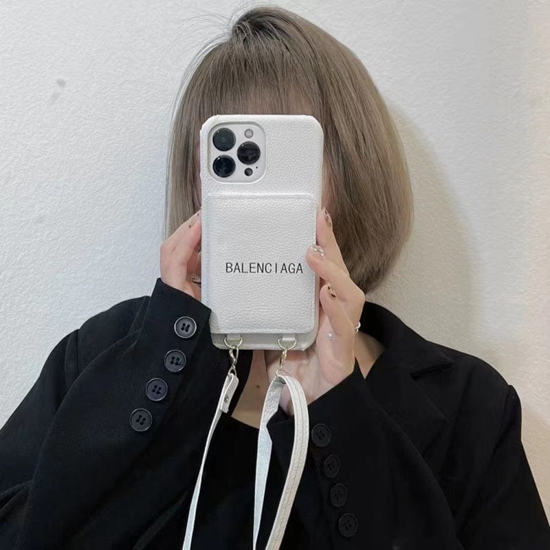 HypedEffects White Leather iPhone Cover with Back Pocket